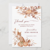 Carte De Remerciements Whimsical Beige Rustic Fox Pumpkin (Devant)