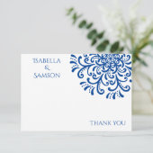 Carte de remerciements Whimsical Bleu (Debout devant)