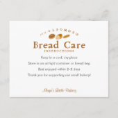 Carte De Remerciements Whimsical Bread Bakery Care Instructions (Devant)