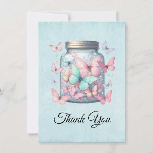 Carte De Remerciements Whimsical Butterflies in a Jar (Devant)