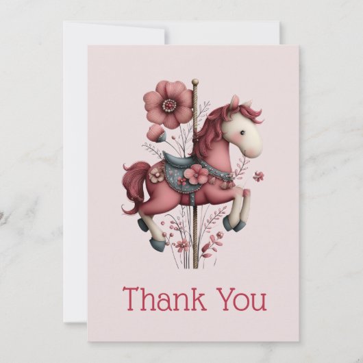 Carte De Remerciements Whimsical Carousel Horse Image (Devant)