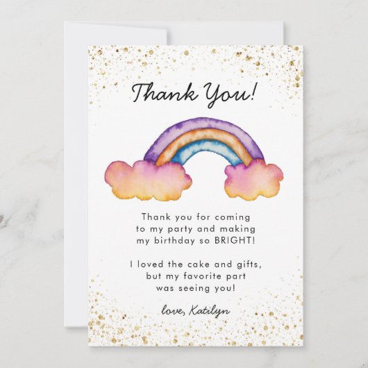 Carte De Remerciements Whimsical coloré Rainbow Anniversaire (Devant)