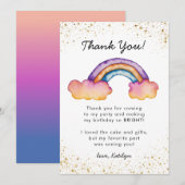 Carte De Remerciements Whimsical coloré Rainbow Anniversaire (Devant / Derrière)