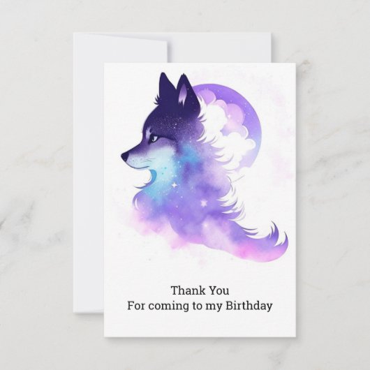 Carte De Remerciements Whimsical Custom Woodland Wolf Anniversaire (Devant)