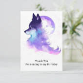 Carte De Remerciements Whimsical Custom Woodland Wolf Anniversaire (Debout devant)