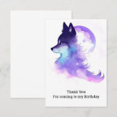 Carte De Remerciements Whimsical Custom Woodland Wolf Anniversaire (Devant / Derrière)