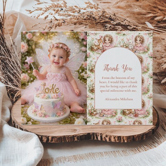 Carte De Remerciements Whimsical Fairy First Birthday