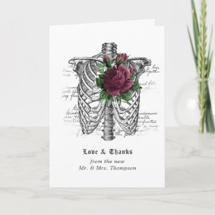 Carte De Remerciements Whimsical Floral Squelette Mariage gothique