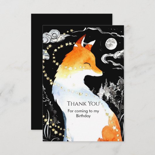 Carte De Remerciements Whimsical Fun Fox anniversaire (Devant / Derrière)