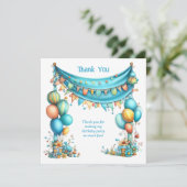 Carte De Remerciements Whimsical Fun Teal Birthday  (Debout devant)