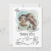 Carte De Remerciements Whimsical Funky Hand Drawn Wedding Photo (Devant)