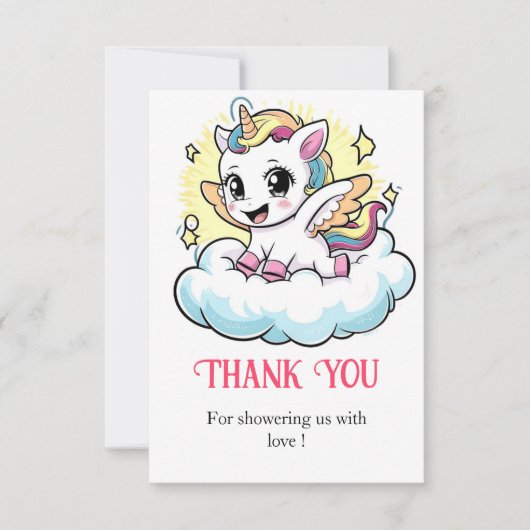 Carte De Remerciements Whimsical Magique Baby shower Unicorn (Devant)