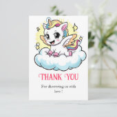 Carte De Remerciements Whimsical Magique Baby shower Unicorn (Debout devant)