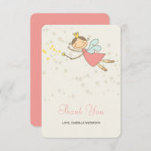 Carte De Remerciements Whimsical mignon Fée Rose Princesse Fille Annivers (Devant / Derrière)