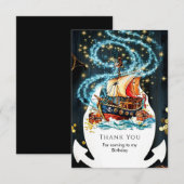 Carte De Remerciements Whimsical Nautical Pirate Ship Anniversaire (Devant / Derrière)