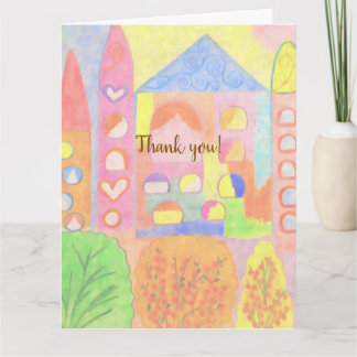 Carte De Remerciements Whimsical Pastel Fairytale Castle 