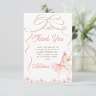 Carte De Remerciements Whimsical Pink Ballerina Two Tu 2e anniversaire
