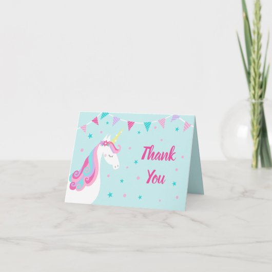 Carte De Remerciements Whimsical Rainbow Unicorn Anniversaire (Devant)