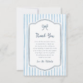 Carte De Remerciements Whimsical Retro Bow & Blue Stripes Wedding (Devant)