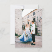 Carte De Remerciements Whimsical Retro Bow & Blue Stripes Wedding (Dos)