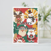 Carte De Remerciements Whimsical Retro Christmas Cheer Card (Debout devant)