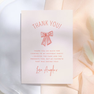Carte De Remerciements Whimsical Rose Bow Girl Anniversaire