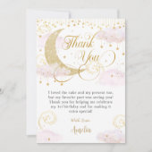 Carte De Remerciements Whimsical Twinkle petit Baby shower rose étoile (Devant)