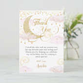 Carte De Remerciements Whimsical Twinkle petit Baby shower rose étoile (Debout devant)