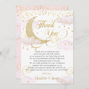 Carte De Remerciements Whimsical Twinkle petit Baby shower rose étoile