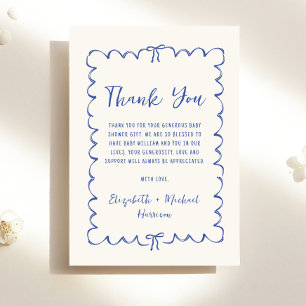 Carte De Remerciements Whimsical Wavy Frame Baby Boy Douche