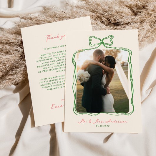 Carte De Remerciements Whimsky Quirky manuscrit Mariage Bow