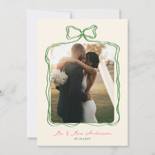 Carte De Remerciements Whimsky Quirky manuscrit Mariage Bow (Devant)