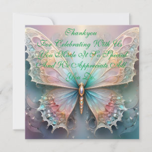 Carte De Remerciements Whispers of Color : Pastel Fractal Butterfly Dream
