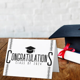 Carte De Remerciements White & Black Félicitations Classe De Diplôme