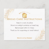 Carte De Remerciements White Bread Wheat Bakery Care Instructions (Devant)