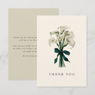 Carte De Remerciements White Calla Lily Élégante Fête des mariées de mari