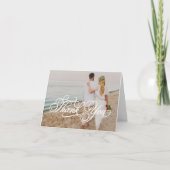 Carte De Remerciements White Calligraphy Script Wedding Photo Overlay (Devant)