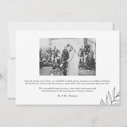 Carte De Remerciements White Elegant Beatrice Script Mariage Photo (Dos)