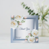 Carte De Remerciements White Floral Elegant Blue Gray (Debout devant)