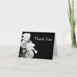 Carte De Remerciements White Irises on Black