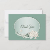 Carte De Remerciements White Jasmine Floral Green Geometric Wedding (Devant)