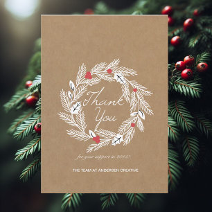 Carte De Remerciements White Laurel Wreath sur Kraft Paper Corporate Card