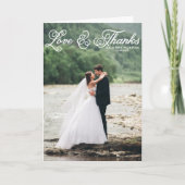 Carte De Remerciements White Love and Thanks Pretty Script Photo Mariage (Devant)