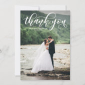 Carte De Remerciements White Lovely Modern Calligraphy Mariage photo (Devant)