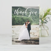 Carte De Remerciements White Lovely Modern Calligraphy Mariage photo (Debout devant)