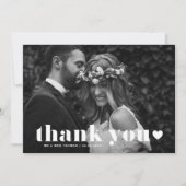 Carte De Remerciements White Retro Bold Typographie Mariage photo (Devant)