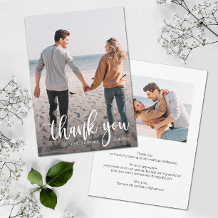 Carte De Remerciements White Text Overlay Wedding Photo