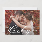 Carte De Remerciements White Whimsical Script superposer photo Mariage (Devant)