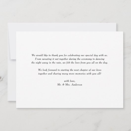 Carte De Remerciements White Whimsical Script superposer photo Mariage (Dos)