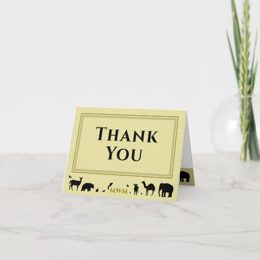 Carte De Remerciements Wild Animals Initials Folded Thank You Card (Devant)